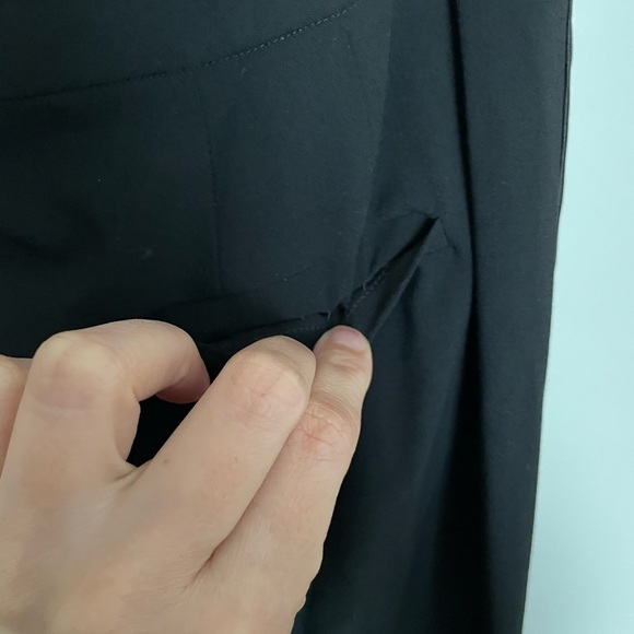 Eileen Fisher Black Tuxedo Style Trouser Pants Virgin Wool Blend Size Medium - Picture 7 of 12